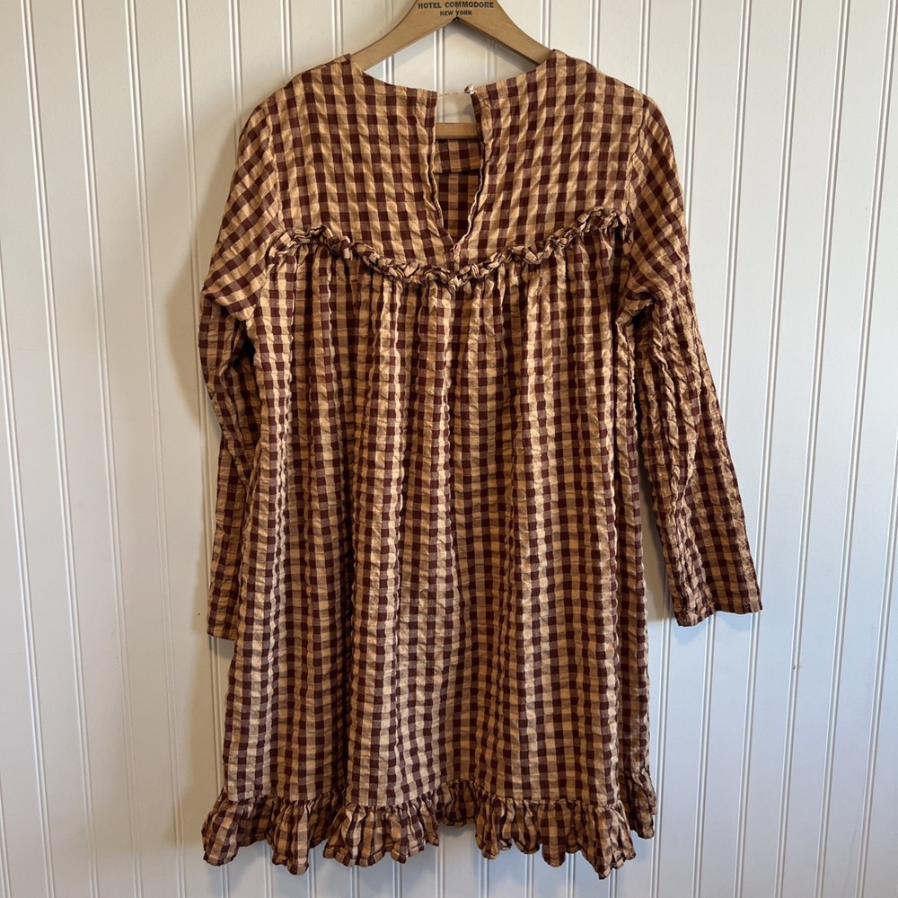 ASOS Dress Women Size 4 Checkered ruffle‎ prairie girl farm cottage core - Picture 4 of 10
